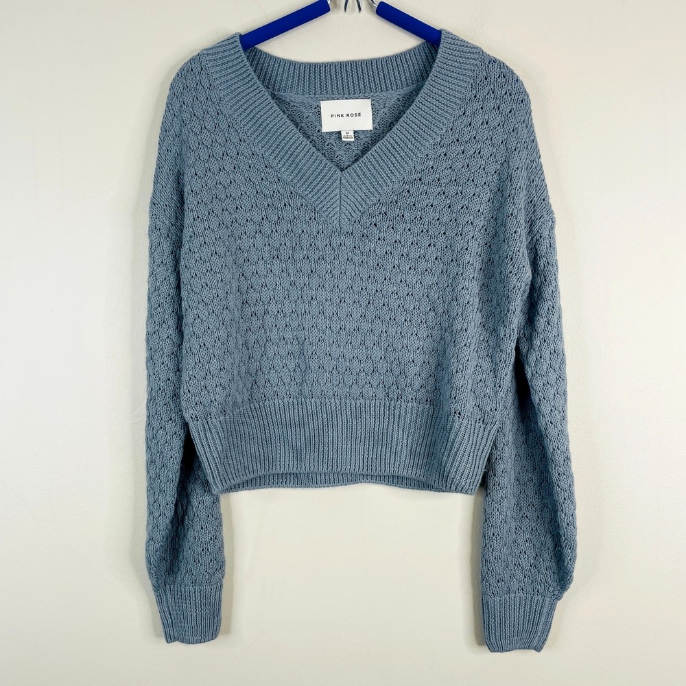 Womens Minimalist Textured Cropped Sweater Medium Grunge Neutral Layering Cozy